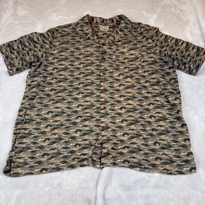 LL Bean Mens XL Digital Camo Button Up Shirt Cotton Traditional Fit 300229